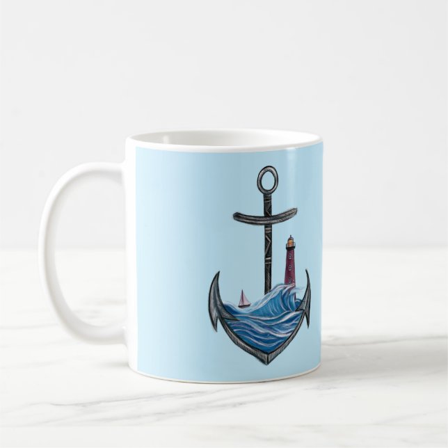 Taza De Café Ancla y faro (versión 3) (Izquierda)