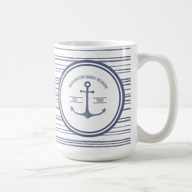 Taza De Café Anclaje azul de Reunión Familiar (Derecha)