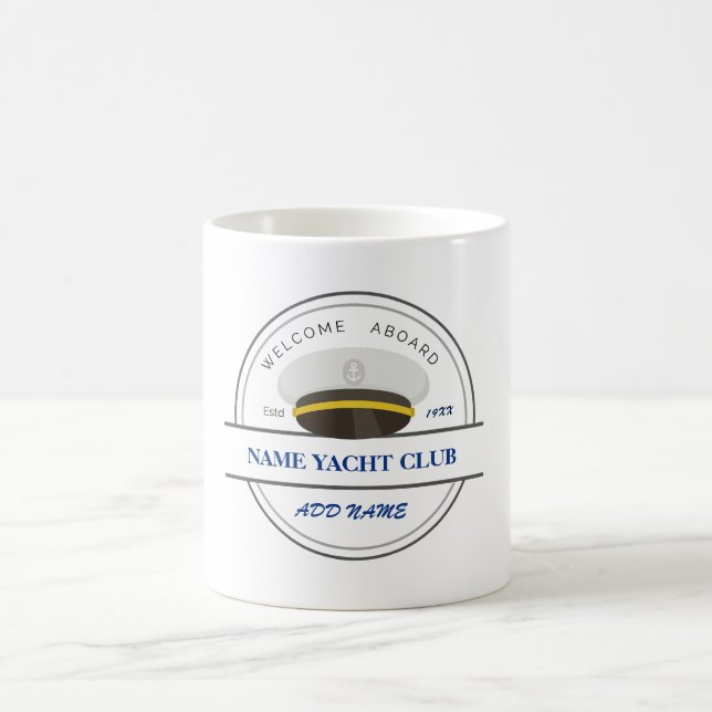 Taza De Café Anclaje azul Nautical Welcome yachate velero (Centro)
