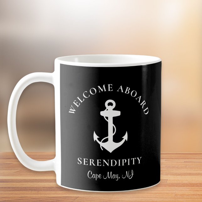 Taza De Café Anclaje de barco negro personalizado (Subido por el creador)