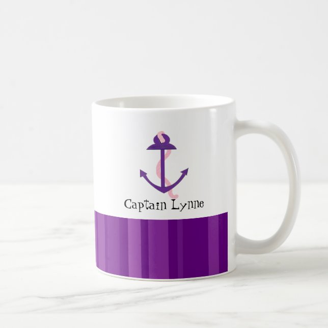Taza De Café Anclaje Nautical Purple Boat (Derecha)