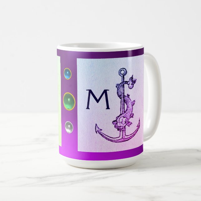 Taza De Café ANCLAJE VERDE PURPLE, Monograma NÁUTICO PESCADO (Anverso derecho)