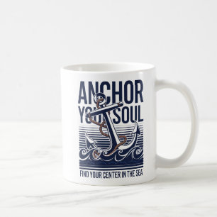 Taza De Café Anclar tu Soul Diseño Oceánico Náutico