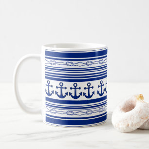Taza De Café Anclas Náuticas Ropes And Stripes