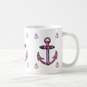 Taza De Café Anclas rosadas y púrpuras
