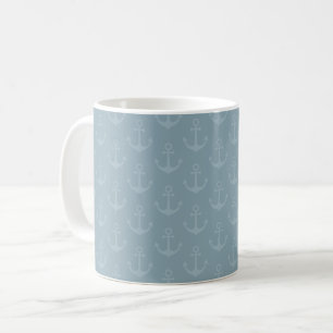 Taza De Café Anclas tonales en azul gris claro