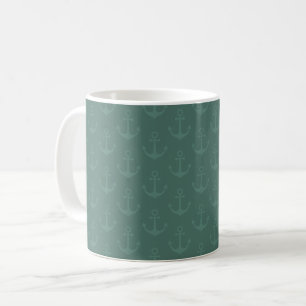 Taza De Café Anclas tonales en turquesa gris oscuro