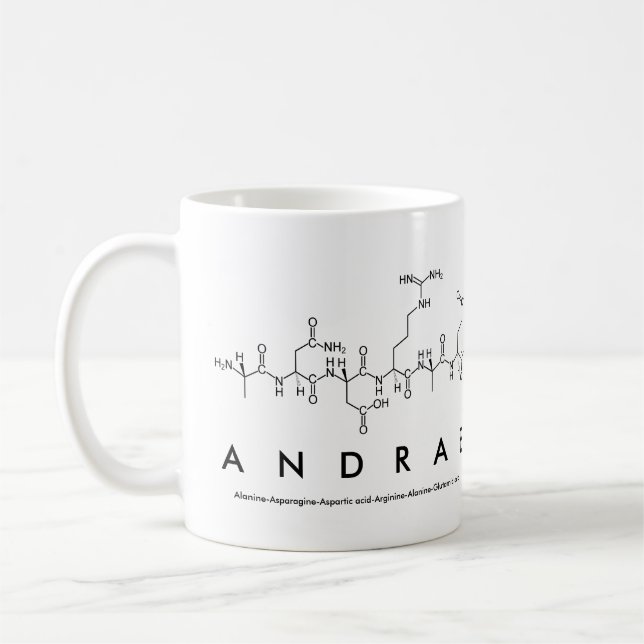 Taza De Café Andrae peptide name mug (Izquierda)