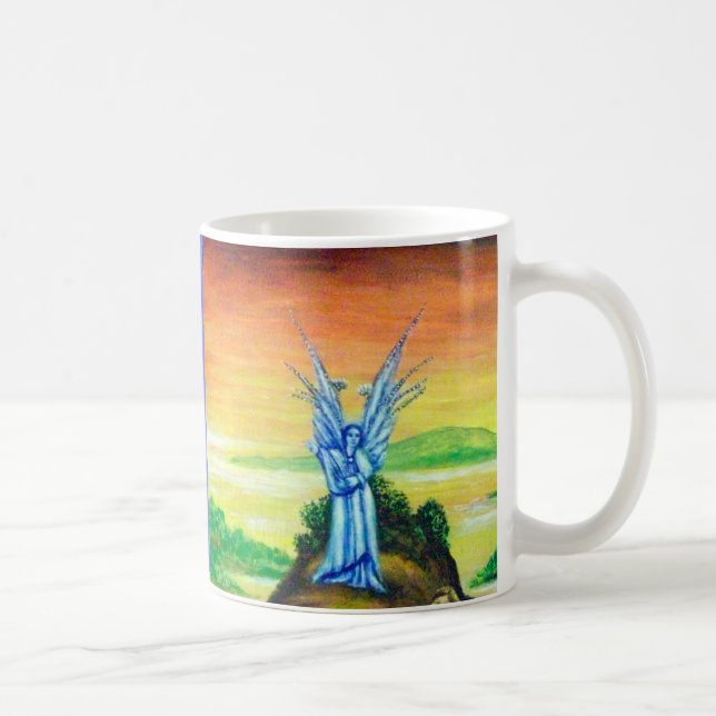 Taza De Café ANGEL AZUL DE DOS ILUMINAS Naranja Amarillo (Derecha)