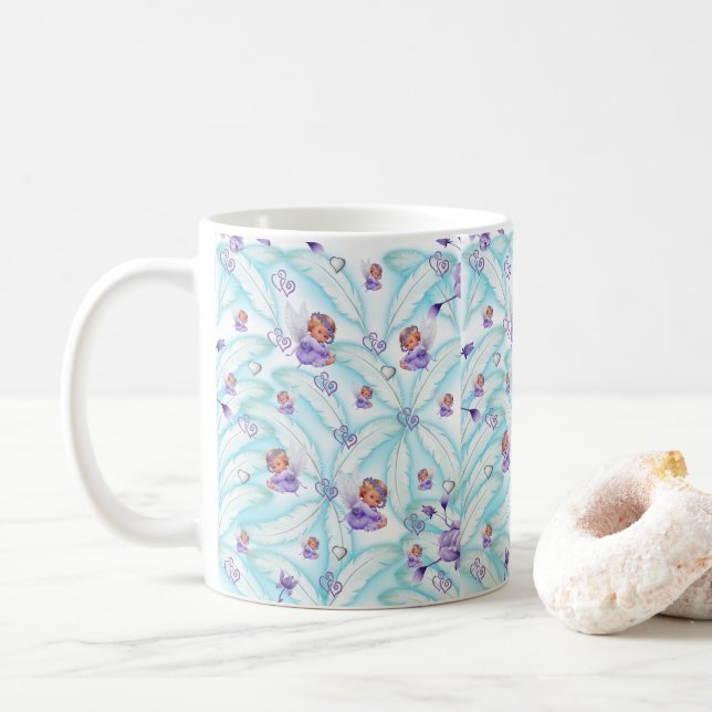 Taza De Café Ángel Blue Feathers Mug (Con donut)