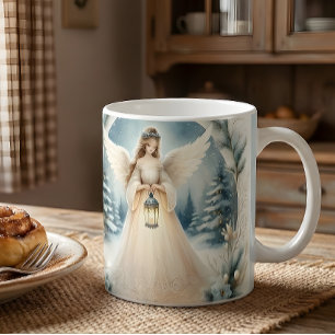 Taza De Café Ángel Celestial de Invierno Farol de Esperanza