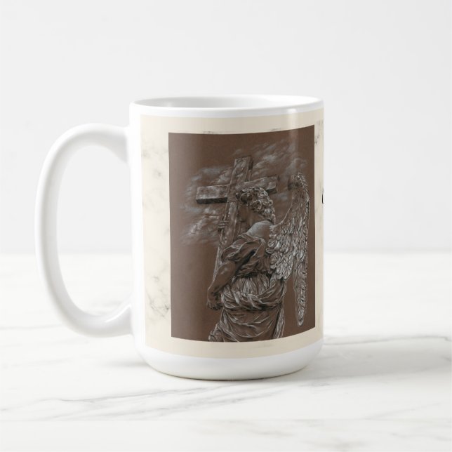Taza De Café Angel con café cruzado Mug (Izquierda)