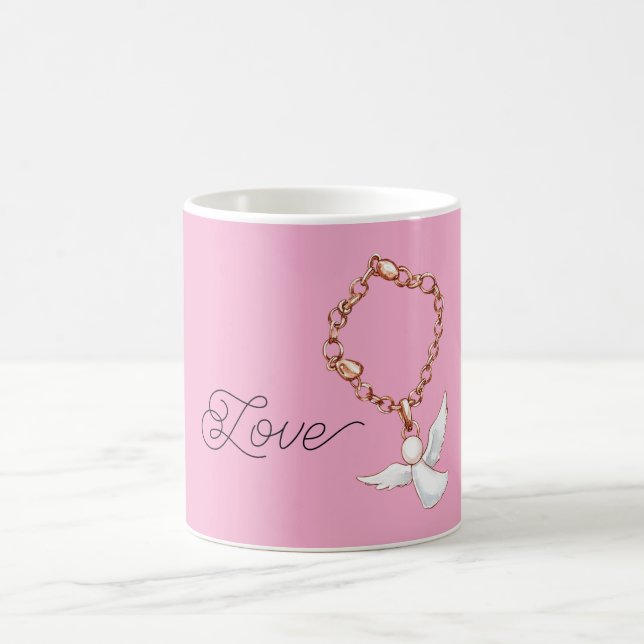 Taza De Café Ángel de amor blanco rosa (Centro)