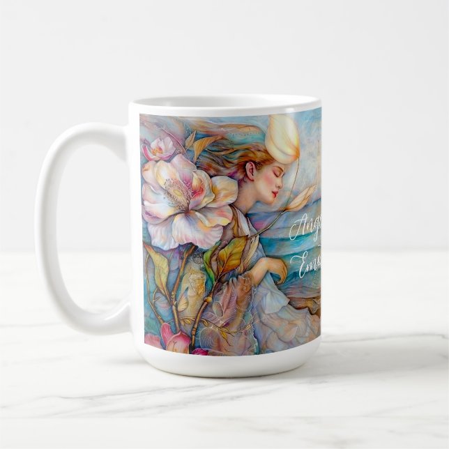 Taza De Café Ángel De Emoción Turquesa Mug (Izquierda)