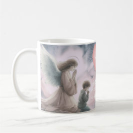 Taza De Café Ángel de la guarda y niños rezando juntos