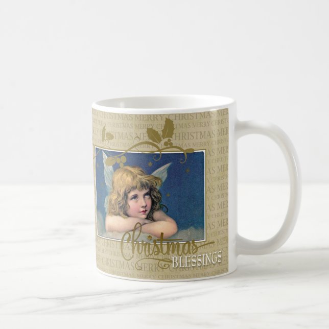 Taza De Café Ángel de las Bendiciones de Navidad (Derecha)