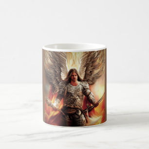 Taza De Café Ángel De Protección En Naranja De Acuarela Armor
