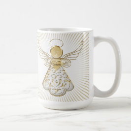 Taza De Café Ángel del navidad del oro de los Sunrays de la