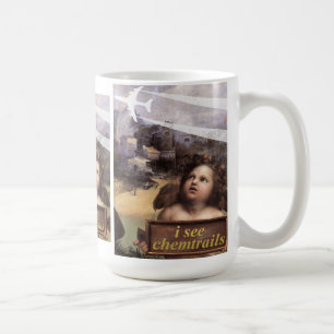 Taza De Café Ángel en la Madonna de Foligno ve estelas químicas