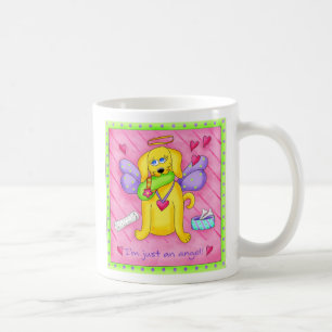 Taza De Café Angel Golden Yellow Dog con zapato