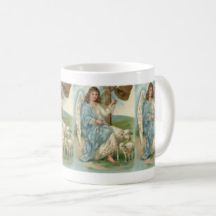 Taza De Café Ángel Hermoso Y Campana Dorada