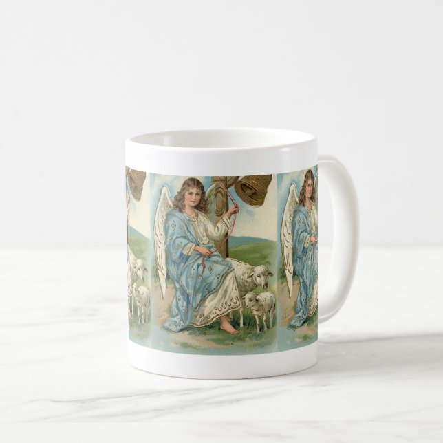 Taza De Café Ángel Hermoso Y Campana Dorada (Anverso derecho)