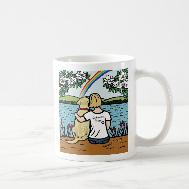 Taza De Café Ángel Labrador amarillo y mamá Blonde S (Derecha)