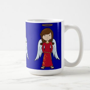 Taza De Café Ángel lindo del navidad con el traje rojo