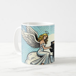 Taza De Café Ángel musical al piano
