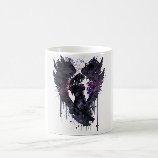 Taza De Café Ángel Oscuro Valentine Con Alas Oscuras Inky (Centro)