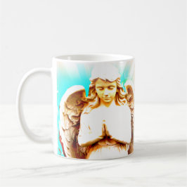 Taza De Café Ángel Rezando Aqua Blue Sky Coffee Mug
