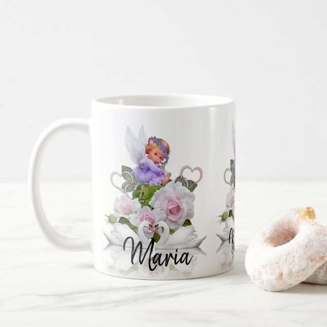 Taza De Café Angel Rosas Mug (Con donut)