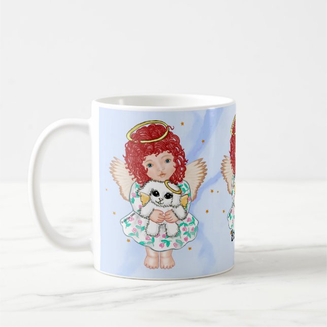 Taza De Café Ángel sosteniendo perro (Izquierda)