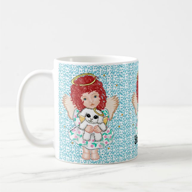 Taza De Café Ángel sosteniendo perro (Izquierda)
