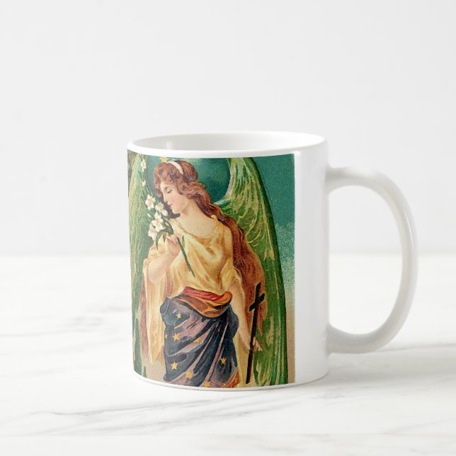 Taza De Café Ángel sosteniendo una rama floral (Derecha)