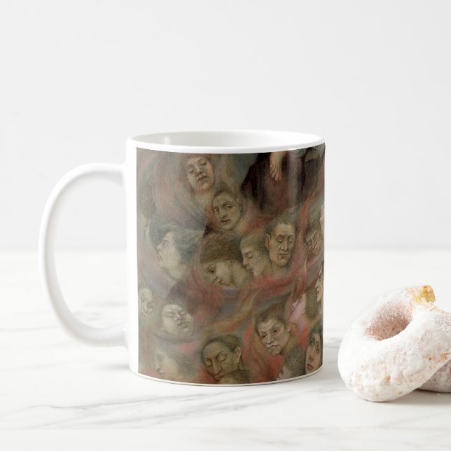 Taza De Café Ángel Tocando la Flauta a las Almas en el Infierno (Con donut)