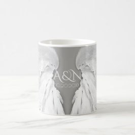 Taza De Café ANGEL WINGS Boda Elegant Gray Initials