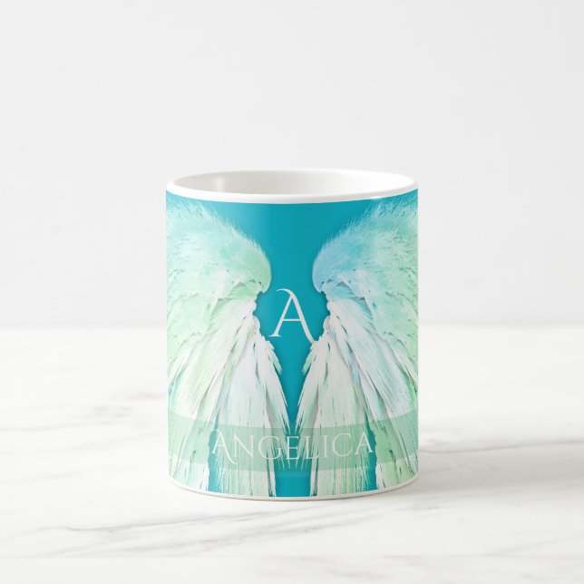 Taza De Café ANGEL WINGS Monograma Nombre Ombre fresco (Centro)