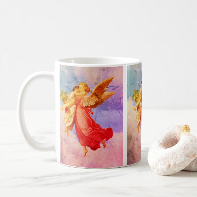 Taza De Café Ángel Y Arte Vintage Infantil (Con donut)