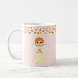 Taza De Café Ángel y confeti de lunares dorados