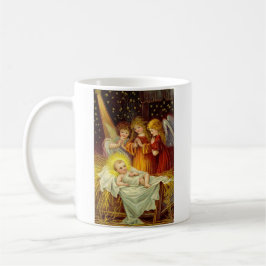 Taza De Café Ángeles de la época visitando al niño Jesús