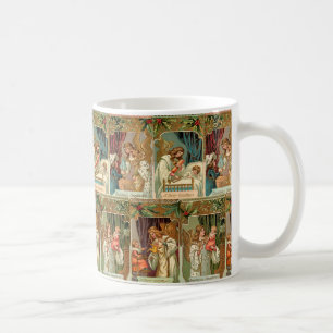 Taza De Café Ángeles dorados, niños y vegetación