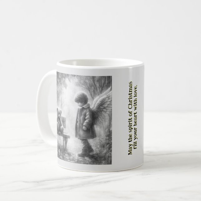 Taza De Café Angelic boy with Teddy Bear (Anverso izquierdo)