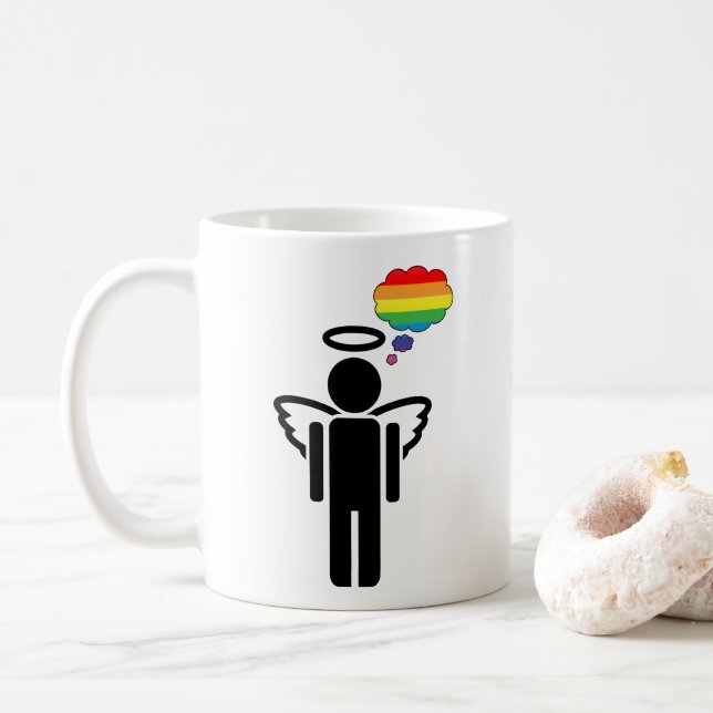 Taza De Café angelicina de arco iris (Con donut)