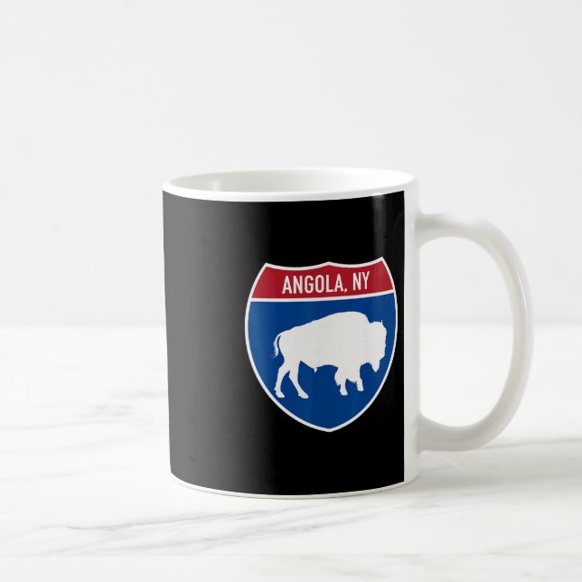 Taza De Café Angola New York Buffalo Ny Highway Interstate Sign (Derecha)