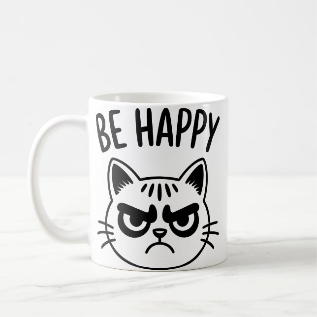 Taza De Café Angry Cat – Be Happy Contrast Art (Izquierda)