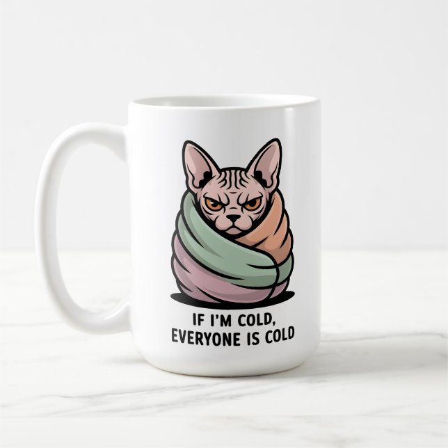 Taza De Café Angry Sphynx Cat Cold Humor Cartoon Art (Izquierda)