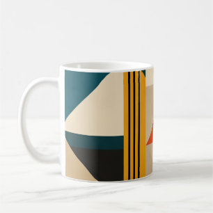 Taza De Café Angular Teal Orange Geometric Modernist Abstract