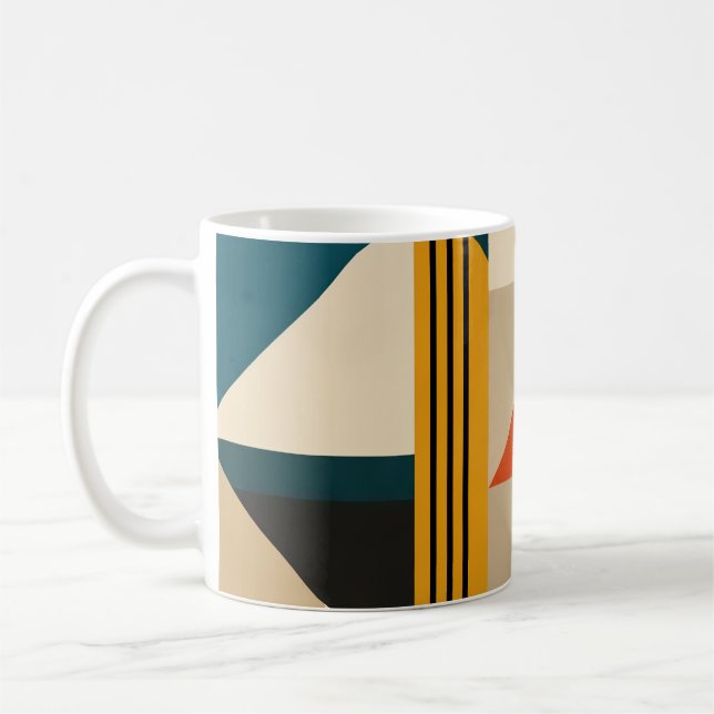 Taza De Café Angular Teal Orange Geometric Modernist Abstract (Izquierda)