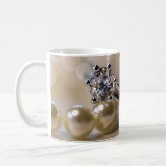 Taza De Café Anillo de Diamantes y Boda de Perlas